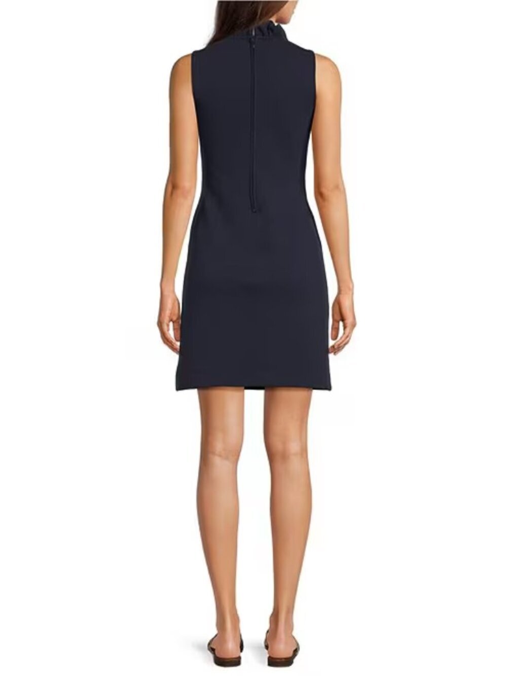 Lilly Pulitzer Tisbury Knit V-Neck Sleeveless Ruffle Sheath Dress True Navy M - Picture 3 of 10